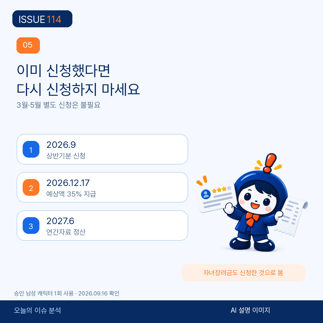 상반기분 신청 뒤 중복 신청하지 않고 12월 지급과 6월 정산을 기다리는 흐름.