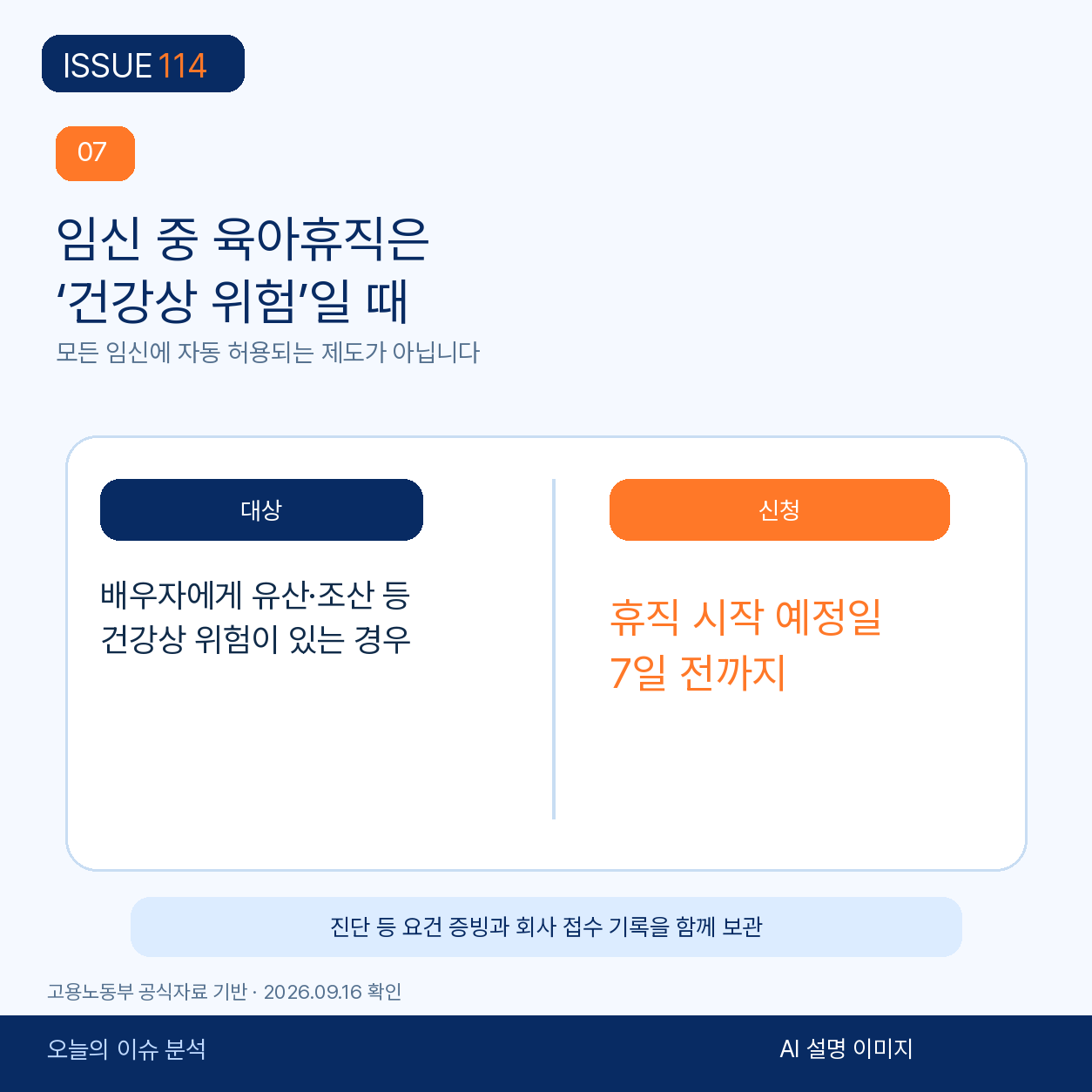 유산조산 등 건강상 위험과 7일 전 신청 기준.