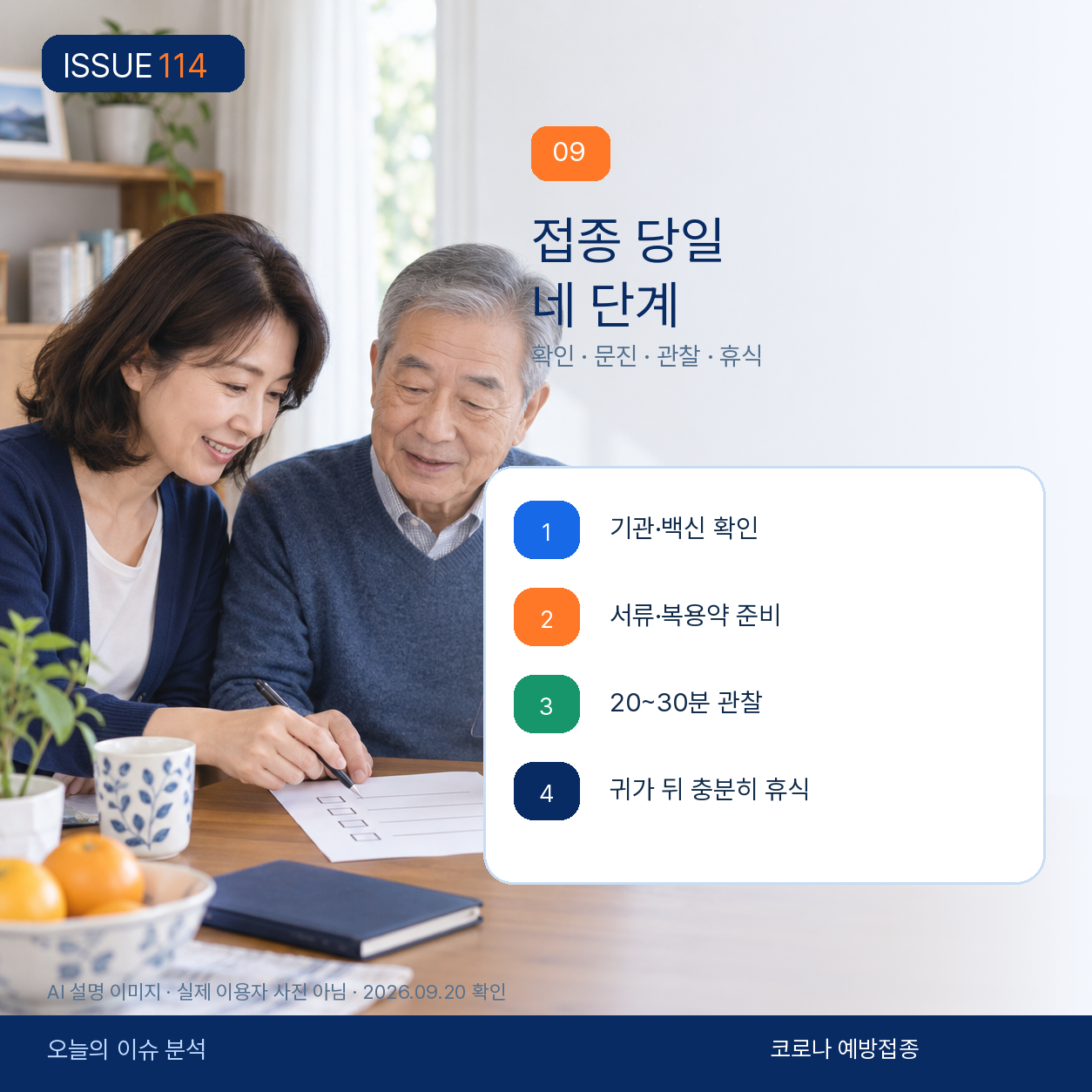 접종 당일은 확인·문진·관찰·휴식까지 계획한다