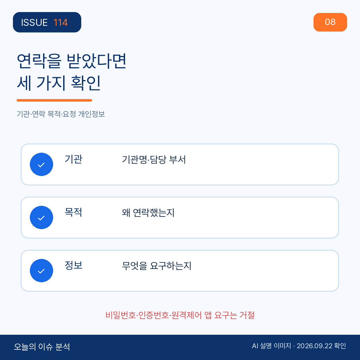 연락을 받았을 때 세 가지 확인