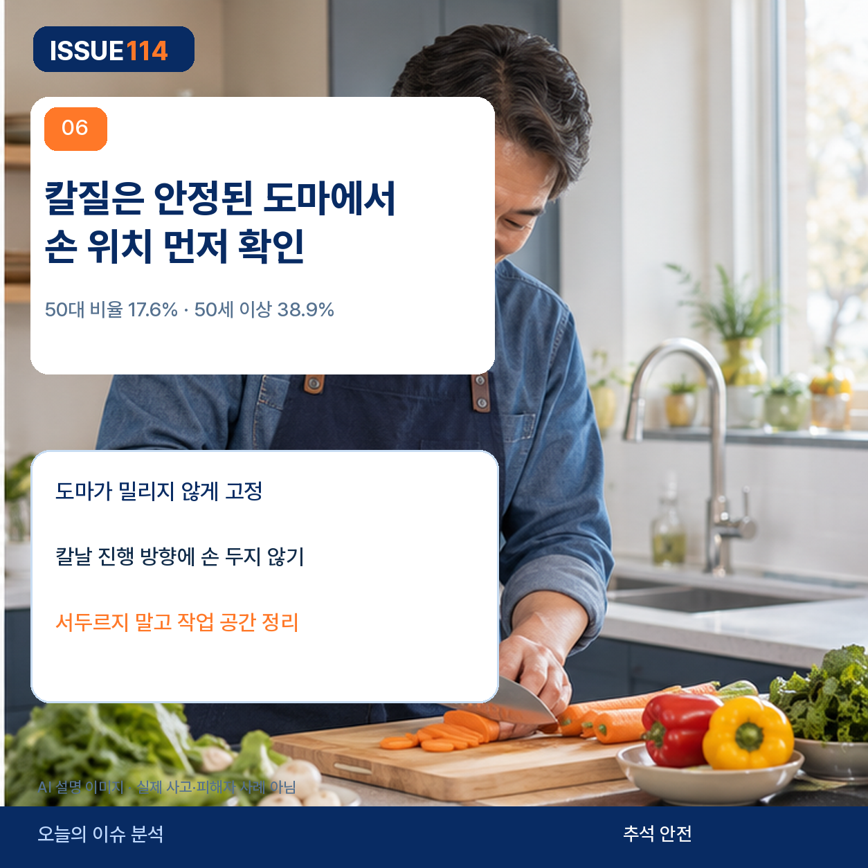 칼질은 안정된 도마에서 손 위치 먼저 확인