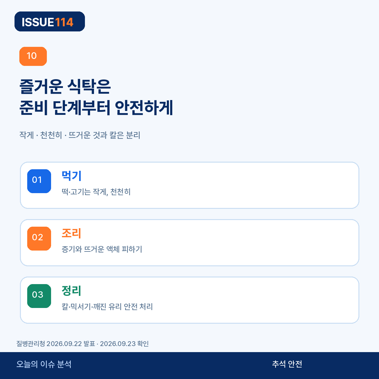 즐거운 식탁은 준비 단계부터 안전하게