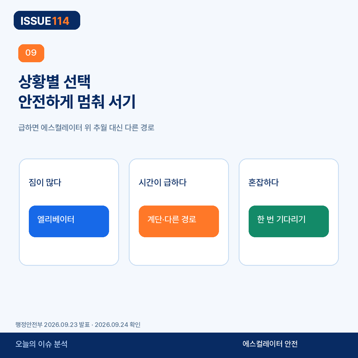 상황별 에스컬레이터와 엘리베이터 선택