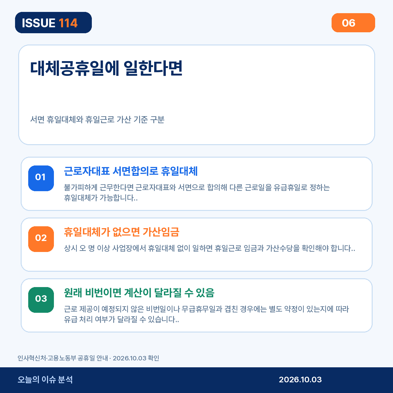 대체공휴일 근무와 휴일대체 구분