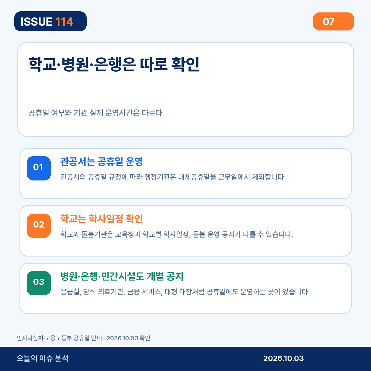 학교 병원 은행 대체공휴일 운영 확인