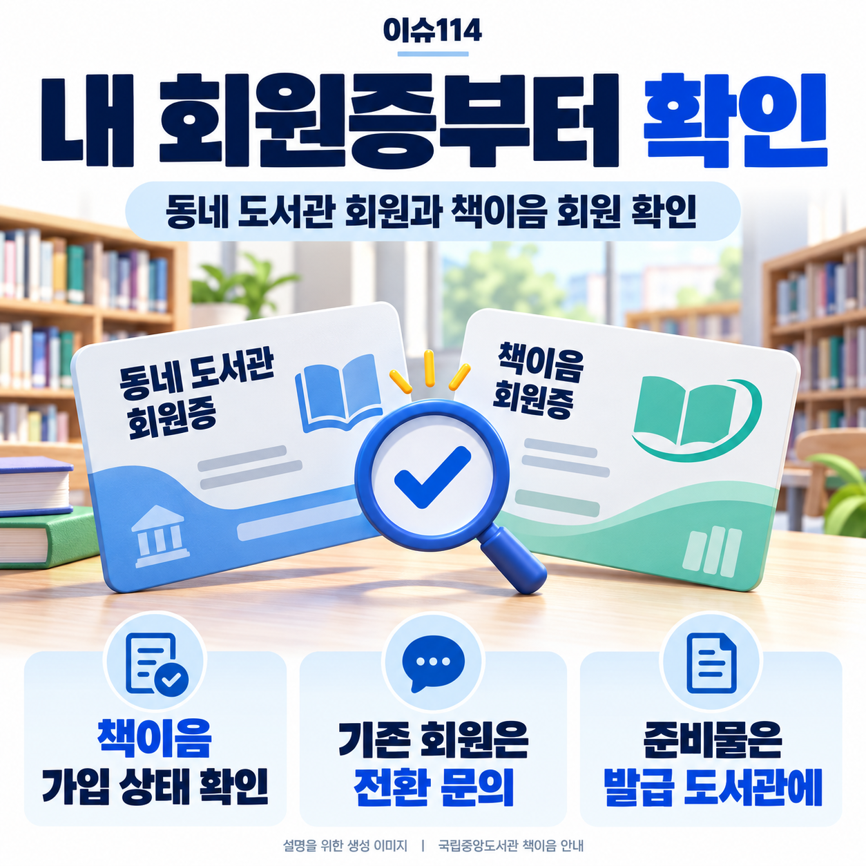 기존 도서관 회원증이 있어도 책이음 가입 상태와 전환 준비물을 확인해야 한다는 안내
