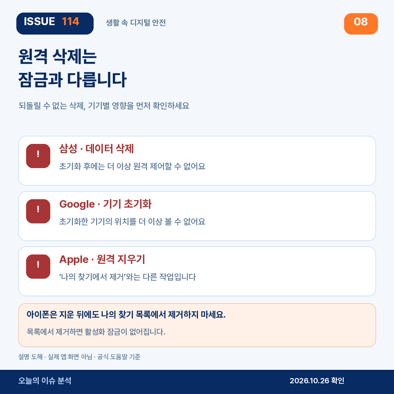 원격 삭제는 잠금과 다릅니다