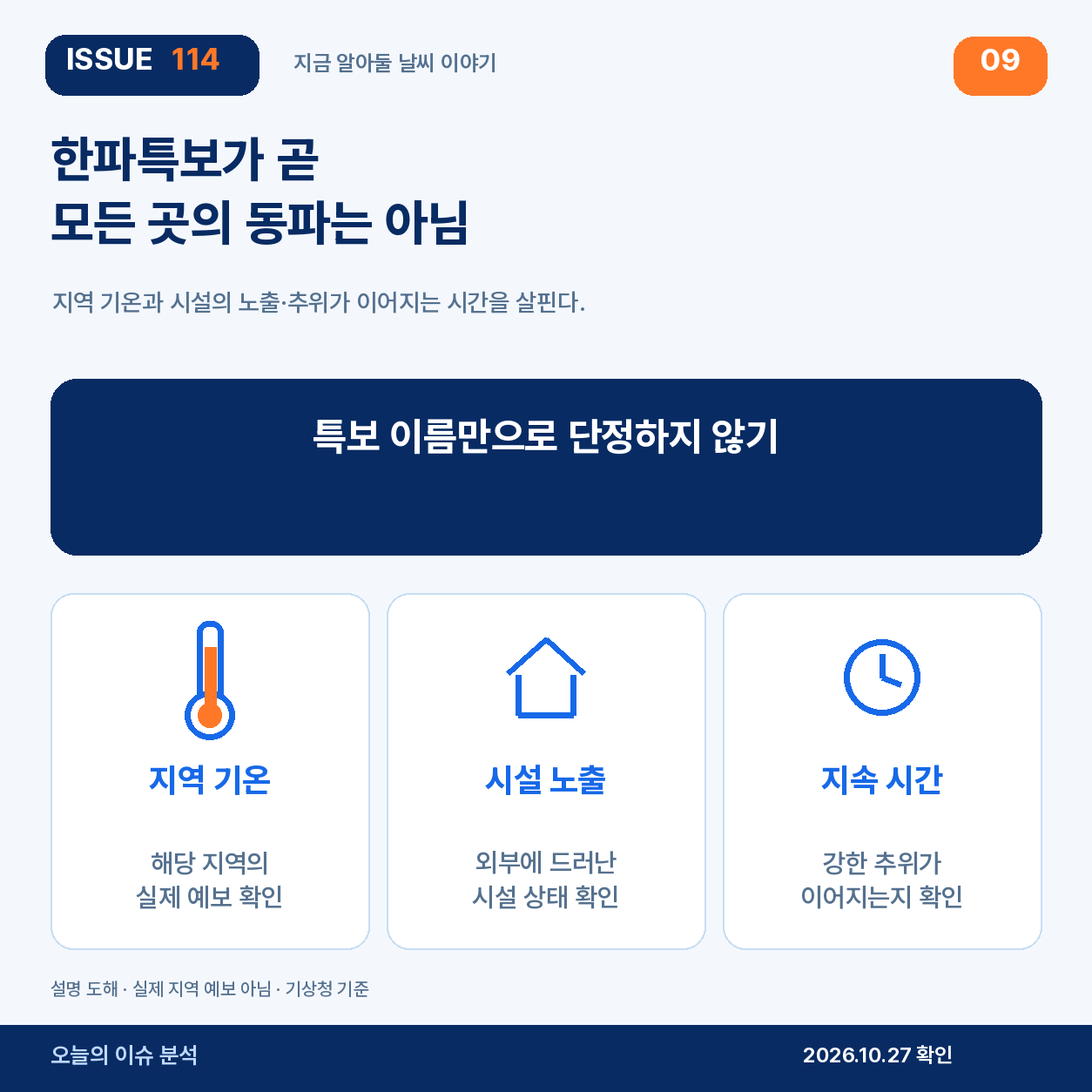 한파특보가 곧 모든 곳의 동파는 아님